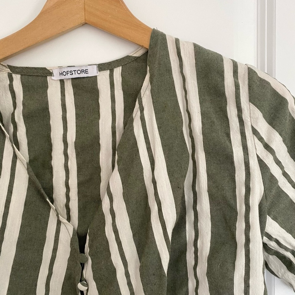 Striped cropped tie shirt